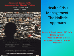 Health Crisis Management: The Holistic Approach