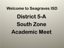 Welcome to Seagraves ISD
