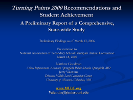 Turning Points 2000 Recommendations and Student