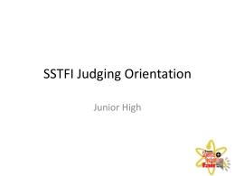 SSTFI Judging Orientation - State Science & Technology