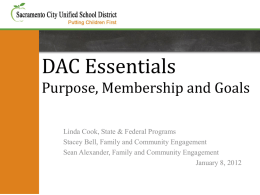 DAC Essentials Purpose, Membership and Goals
