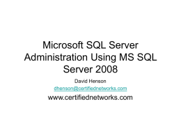Microsoft SQL Server Administration