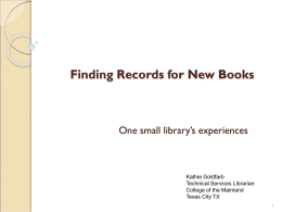 Finding Records for New Books