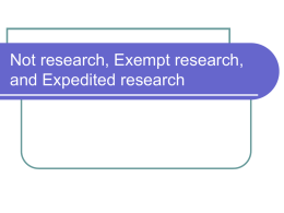 Exempt Research - West Virginia University