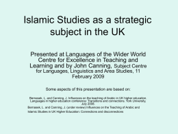 Influences on the teaching of Arabic in UK Higher