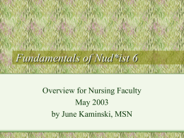 Fundamentals of Nud*ist 6 - Nursing Informatics Learning