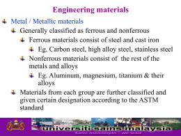 Engineering Materials - USM :: Universiti Sains Malaysia