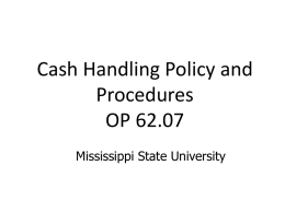 Cash Handling Policy and Procedures