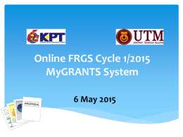 Panel Evaluation FRGS 1/2013 on Mygrants System