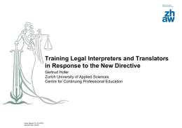 Interpreting services in legal and medical settings in