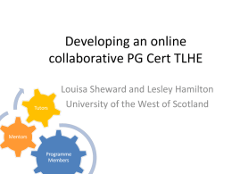 Developing an online collaborative PG Cert TLHE