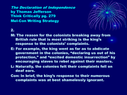 The Declaration of Independence by Thomas Jefferson Think
