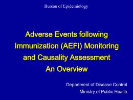 Advanced Course on AEFI* Monitoring and Causality Assessment