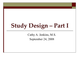 Study Design – Part I - WebHome Main Vanderbilt