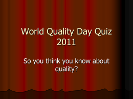 World Quality Day Quiz - Institute of Biomedical Science