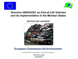 Future EU Policies on Car Recycling Cologne, 1 June 2005