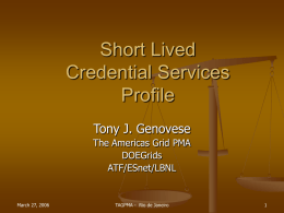Short Lived Credential Services Profile