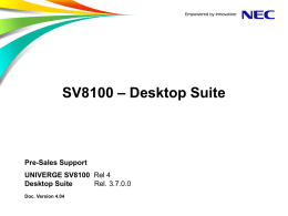 SV8100 Sales Support Training