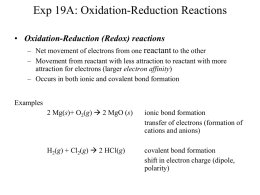 Exp 19A: Oxidation-Reduction Reactions