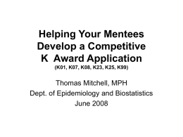 Developing a Competitive Mentored K Award Application