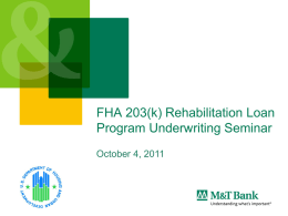 FHA 203(k) Underwriting Seminar - Team