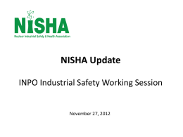 Update to INPO Industrial Safety Workshop Attendees
