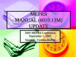 MEPRS MANUAL (6010.15) UPDATE