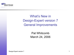 What’s New in Design-Expert version 7 - Stat-Ease