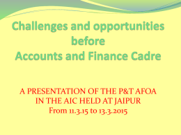 Challenges before Accounts and Finance Cadre