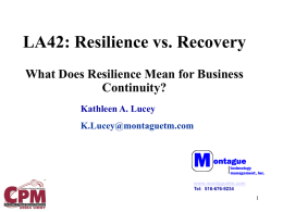 Resilience vs. Recovery - Montague Risk Management