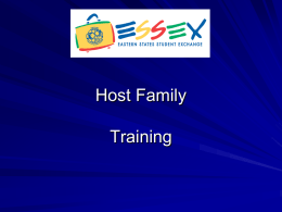 Host Families Selection ~ Training ~ Nuturing