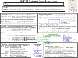 RAPTOR Syntax and Semantics By Lt Col Schorsch