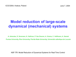 Model Reduction of Dynamical Systemes & Real