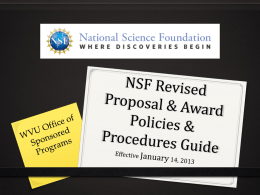 NSF Revised Proposal & Award Policies & Procedures Guide