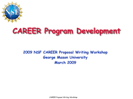 NSF CAREER Proposal Writing Workshop