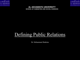 Defining Public Relations - Al Akhawayn University in