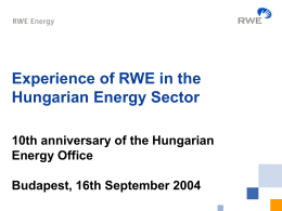 Experiences of RWE in the Hungarian Energy Sector