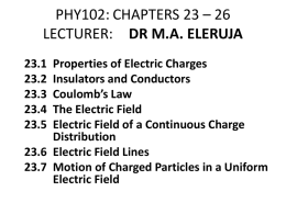 PHY101: CHAPTERS 10 – 12 LECTURER: DR M.A. ELERUJA