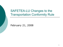 Transportation Conformity Proposed Rule for SAFETEA-LU
