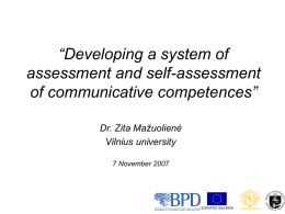 Developing a system of assessment and self