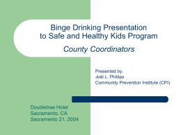 Binge Drinking Presentation to Safe and Healthy Kids