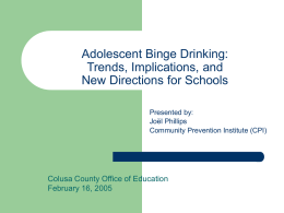 Binge Drinking Presentation to Safe and Healthy Kids