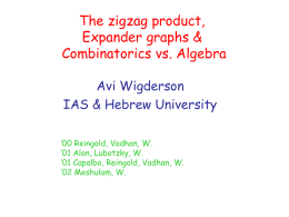 The zigzag product, Expander graphs & Combinatorics vs