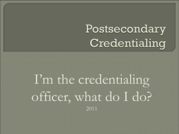 Postsecondary Credentialing