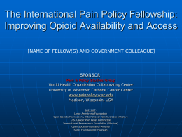 International Pain Policy Fellowship: Improving Opioid