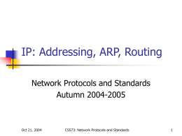 IP: Adressing, ARP, and Routing