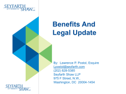 Benefits AndLegal Update - HRA-NCA