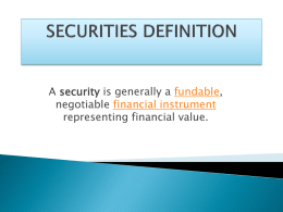 SECURITIES DEFINITION - Expert foreclosure defense