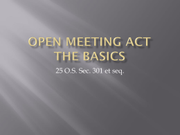 Open Meeting Act The Basics