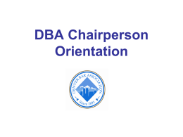 DBA Chairperson Orientation